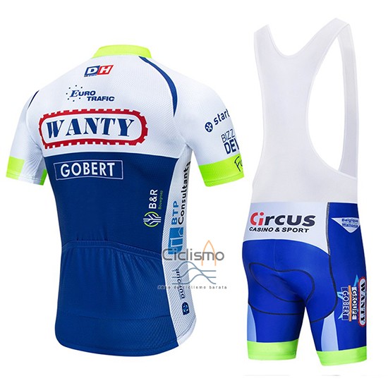 Wanty Ropa Ciclismo Culotte Corto 2019 Mangas Cortas Blanco Azul